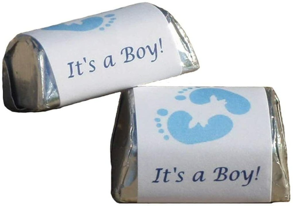 90 Its a Boy Blue Footprints Nuggets Labels for Baby Shower