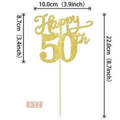 12 Pack Happy 50th Birthday Centerpiece Sticks Double Sided Gold Glitter 50th…