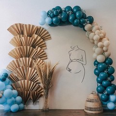 Togvu Dusty Blue Balloon Set, 60 Packs 12 Inches Metallic Chrome Gold Macaron