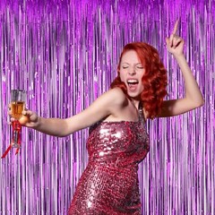 Voircoloria 4 Pack Purple Foil Fringe Backdrop Curtains, Tinsel Streamers