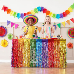 Cinco De Mayo Decorations 2 Pack Fiesta Party Decor Mexican Table Skirt Banner