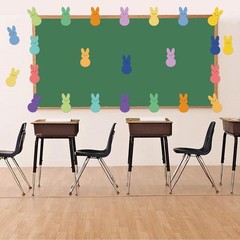 60 PCS Easter Bunny Cutouts Bulletin Board Decoration Colorful Paper Crafts