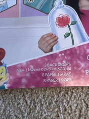 Disney Princess Photo Booth Kit Incl. (3) Backdrops (8) Paper Tiaras (8) Props
