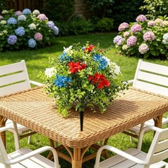 Independence Day Plastic Flower Hydrangea in Pot for Outdoor Garden Decoration