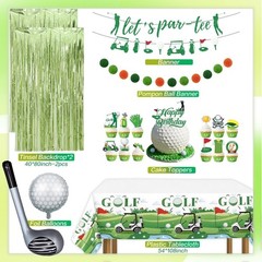 123Pcs Golf Party Decorations Set – Foil Balloons, Banner, Cake Toppers & Tablec