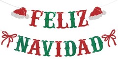 Feliz Navidad Banner – Spanish Merry Christmas Party Decor, 5 inches, Red
