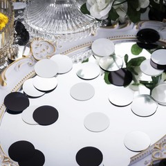 300 PCS Black White Silver Table Confetti Metallic Circle 1.2 Inch