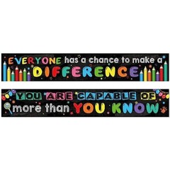 2 Pack Motivational Classroom Banner Poster Positive Banner Inspirational