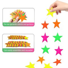 110ft UV Reactive Neon Garland Streamers – Glow in the Dark Party Decorations, B