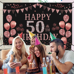 50Th Birthday Decorations for Women – Rose Gold 50Th Birthday Banner Backdrop 50