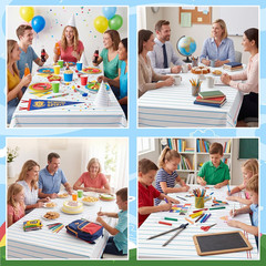 3 Pack Back to School Tablecloths, 54 X 108 Inch Back to School Party Decoration
