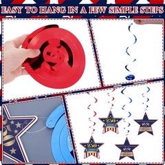 250Th Anniversary USA Hanging Swirls Decorations 18 Pcs Red White Blue 250 Years