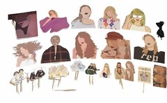 Taylor Swift Birthday Party Supplies / Hanging Banner & Cupcake Toppers – New