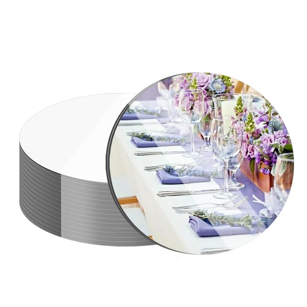 8 PCS 12 Inch Round Acrylic Mirror Centerpiece Plates 2mm Thickness Craft
