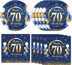 40PCS 70 th Birthday Decorations For Men Navy Blue and Gold Happy Birthday Pa…