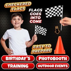 Race Car Birthday Party Decorations – (36 Pcs) 12 – 8-Inch Orange Mini Cones …