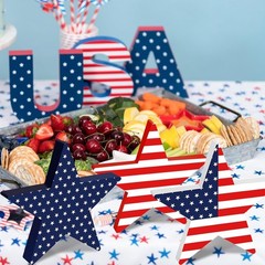Durable Wooden Star Blocks – 3Pc Set for 4th of July, Labor Day & Memorial Day
