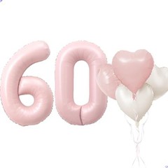 Pink 60 Balloon Number Pastel Pink 60th Birthday Party Decorations Number 60