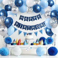 Zesliwy Blue White Silver Balloons Set,50Pcs 12 Inch Metallic Dark Blue Slive…