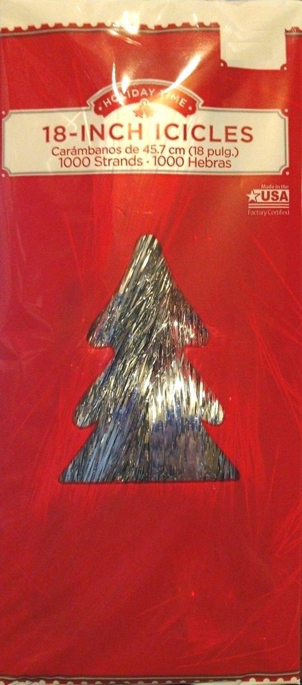 Silver Christmas Tree Tinsel Icicles Foil Fringe Strands 18 Inch 10000 PCS Box