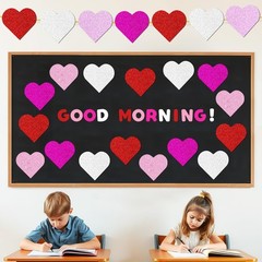 Glitter Heart Cutout, 120Pcs Heart Cutouts Red Pink White Rose Red Valentine’…