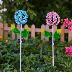 Solar Powered Hydrangea Garden Stake Light Iron Outdoor Decorative Lamp