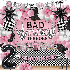 Bad Two the Bone Birthday Decorations, Rock and Roll Music Themed 2Nd Birthday P