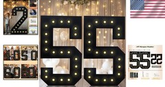 Giant Number 55 Marquee Light 4FT Black Birthday Party Decoration LED Lights