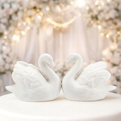 2 Pcs Swan Cake Topper Couple Wedding Cake Toppers Decor Vintage Elegant Cera…