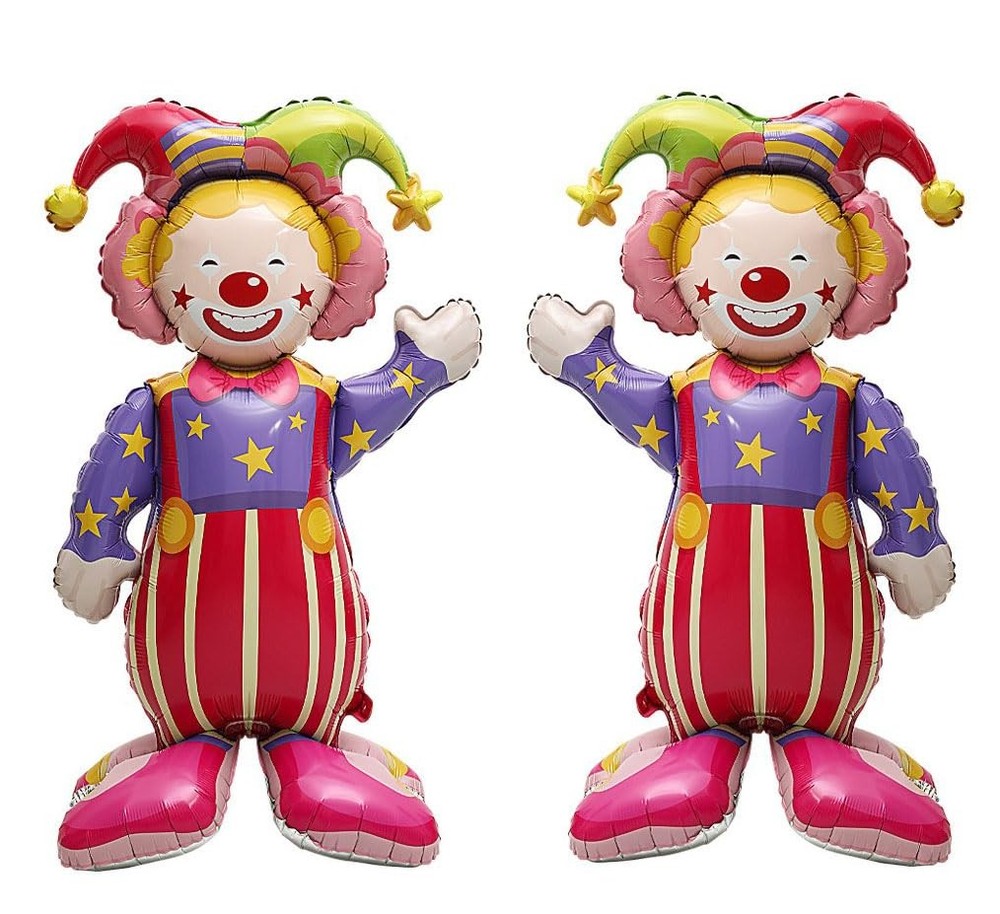 circus decorations 2Pack 4D Standing 47.6 Inch Huge Smiling Circus Clown alum…