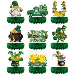 9PCS St Patricks Day Decorations Honeycomb Centerpiece, St Patricks Day Table…