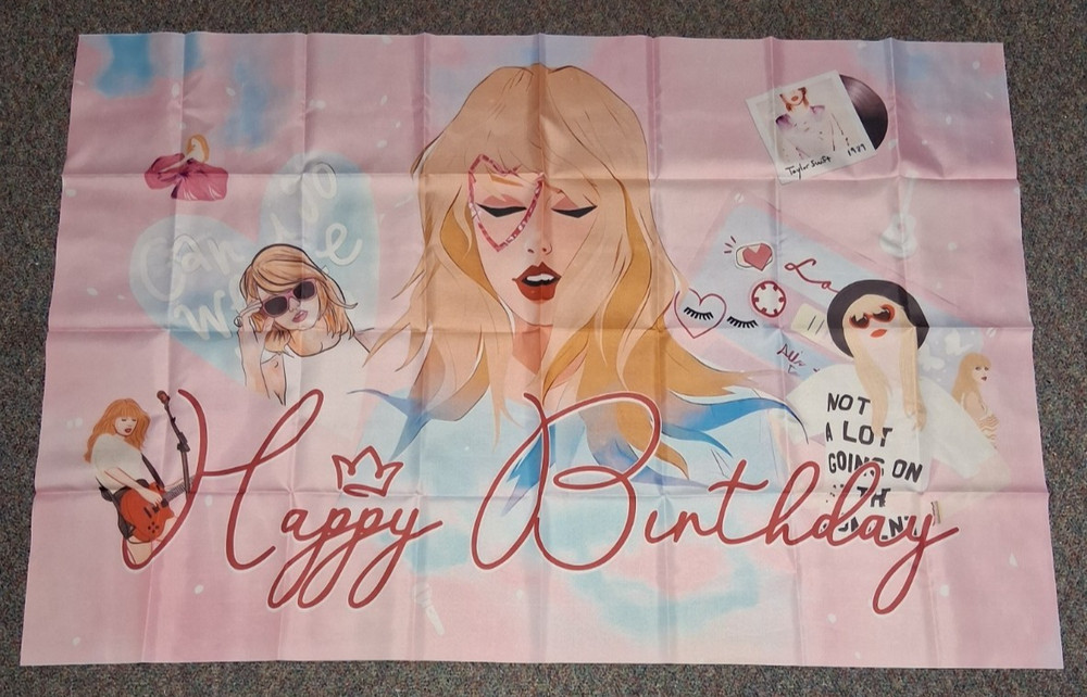 Taylor Swift Cloth Tapestry Happy Birthday Banner Flag Large 3×5 Ft Free Ship