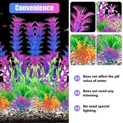 AQUANEAT Artificial Fish Tank Plants, Aquarium Decorations, Purple