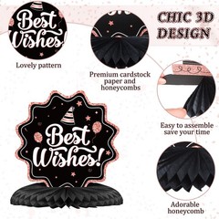 Clabby 12 Pieces Happy Birthday Table Decorations Rose Pink, Black, White