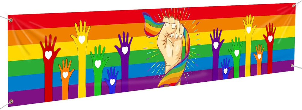 Pride Banner Rainbow Flag 120″ X 20″ LGBT Decorations Yard Sign Party Decor Vivi