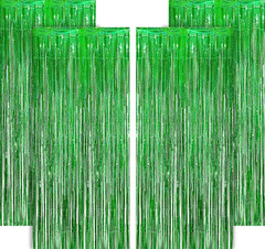 4 Pack Blue Fringe Backdrop 12.8X8.2 Feet Sparkle Metallic Tinsel Foil Fringe Cu
