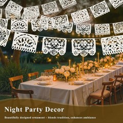 15 Ft White Mexican Papel Picado Banner – Perfect for Fiesta & Day of the Dead