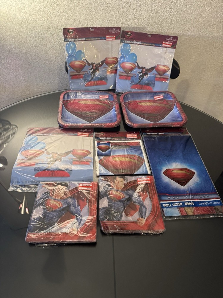Superman Birthday Party Supplies Decoration Plates Napkins Table Cover Favor Bag