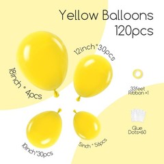 122pcs Yellow Balloon Arch Kit, 18 12 10 5 inch Yellow Latex Balloons Differe…