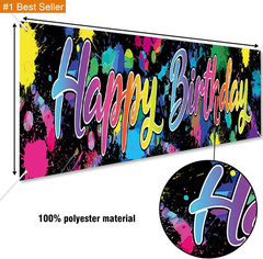 118 X 20 Inches Neon Glow in the Dark Happy Birthday Yard Banner Sign Color Graf