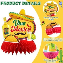 Cinco De Mayo Honeycomb Centerpieces for Fiesta Party – 10PCS Mexican