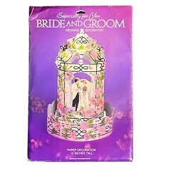 Vintage American Greeting Bride Groom Paper Wedding Decoration 12″ 70s Retro