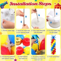 2 Set Red Blue Yellow Balloon Column Stand Kit with 2 Explosion Star Foil Bal…