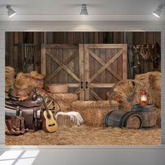 Western Backdrop 10x8ft Cowboy Party Decorations Wild West Country Farm Barn