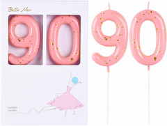 2.76 Inch Classical Pink Gold 3 Number Birthday Candles, Gold & Cake Number Cand