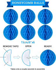 Blue Birthday Decorations Kit – 16-Piece Set with Pre-Strung Happy Birthday Bann