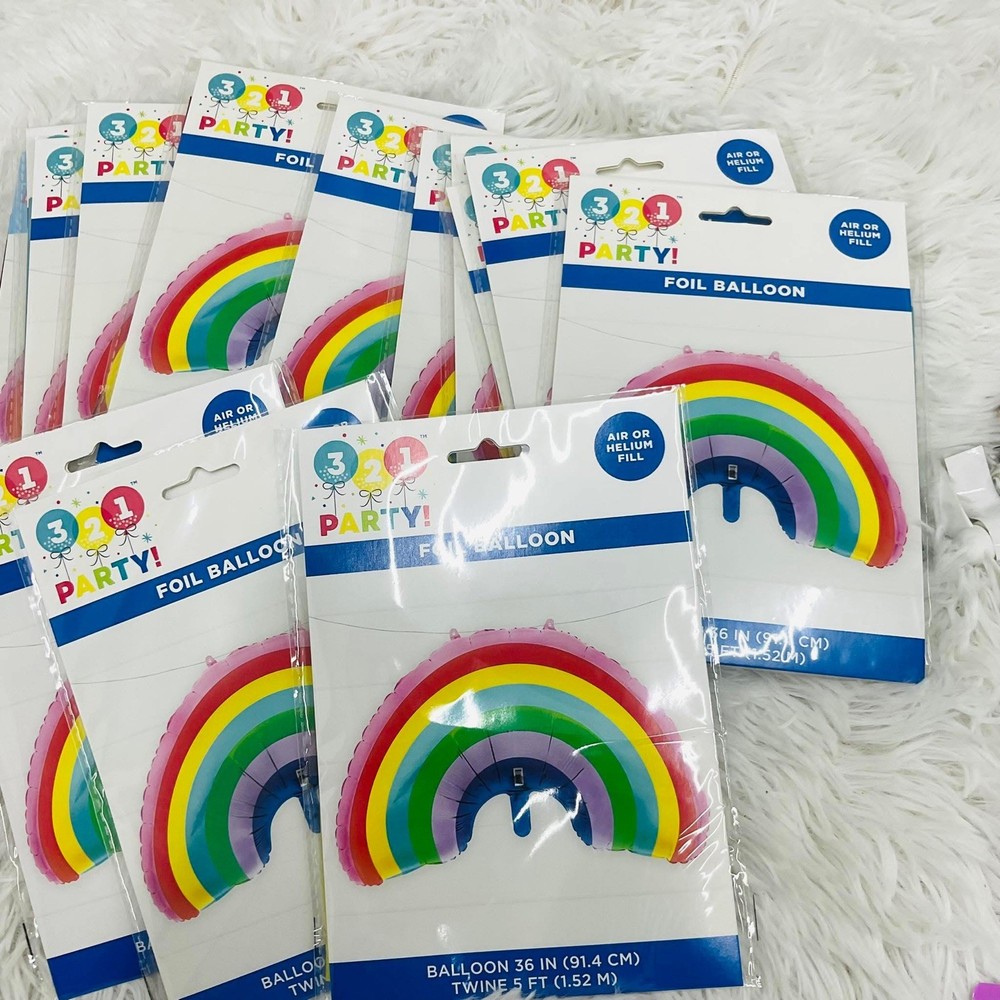 5 packages (5)- 321 Party! Rainbow Foil Helium Balloon Party Decoration XL 36″