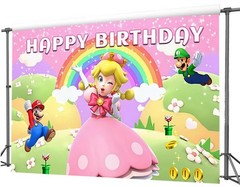 7PCS Set Princess Peach 5th Birthday Decoration Backdrop Big Foil B…
