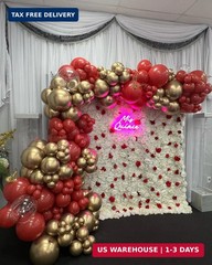 153Pcs Red and Gold Balloons Garland Arch Kit with Stars – 22 18 12 10 5 inch Di