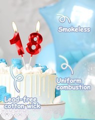 Red 18th Birthday Candles for Cake, Number 18 Candle 18th,